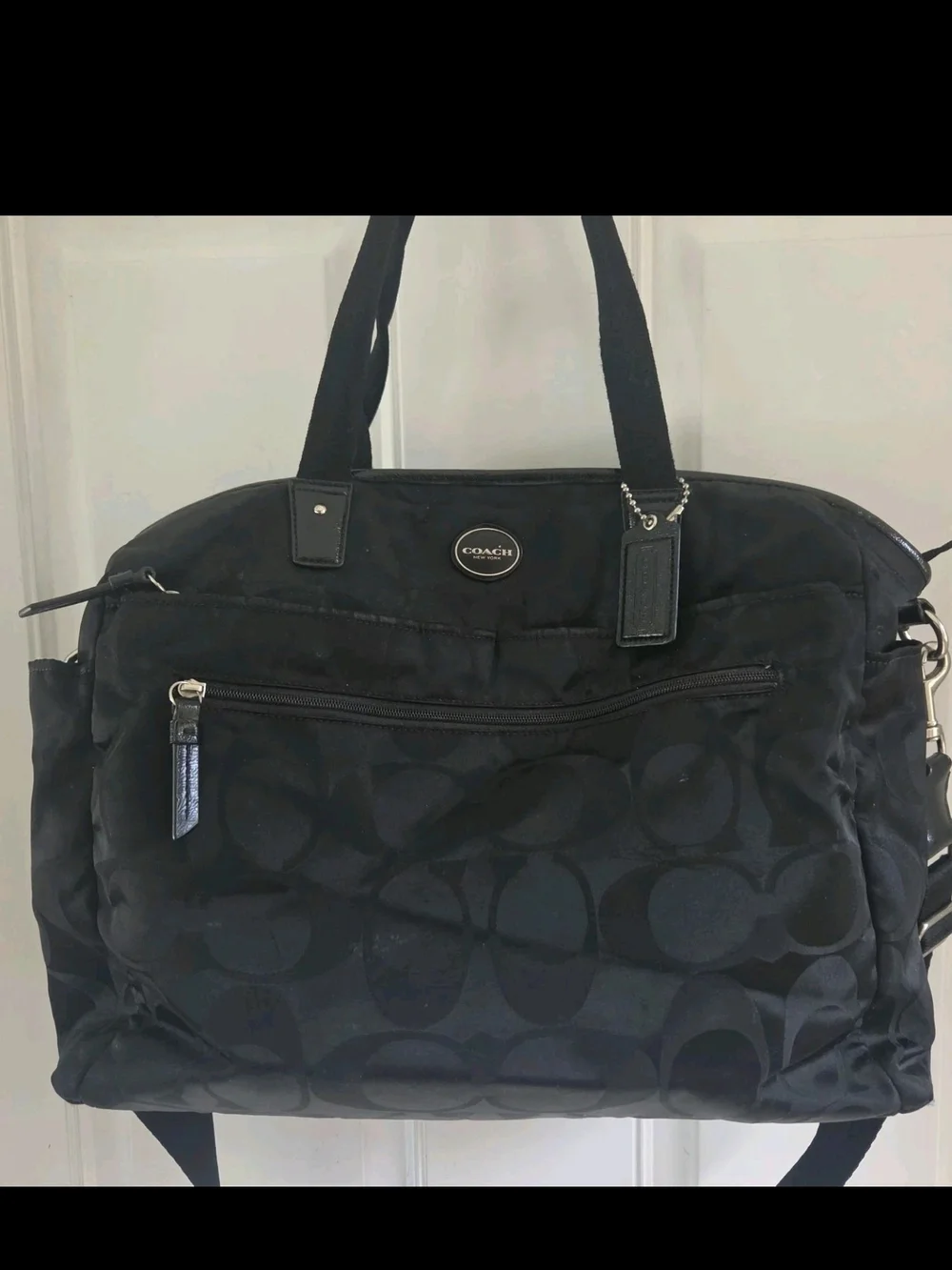 Coach Signature Black Nylon Baby Diaper Shoulder Bag With Changing Pad F77577